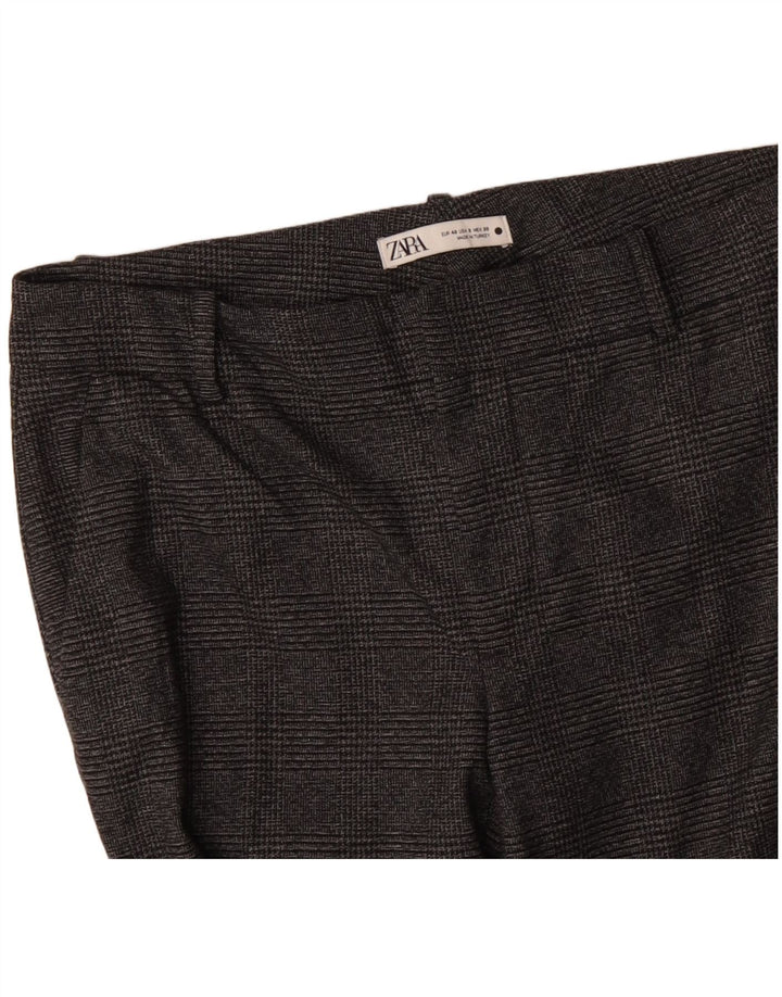 ZARA Mujer Pantalón De Traje Slim EU 40 Medium W30 L29 Gris Cuadros Poliéster