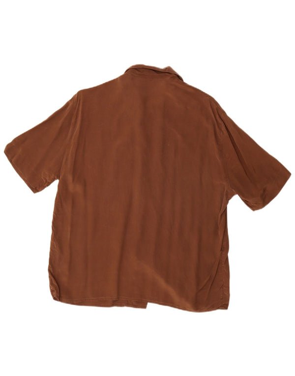 MOTIVI Blusa de manga corta para mujer UK 46 Large Seda marrón