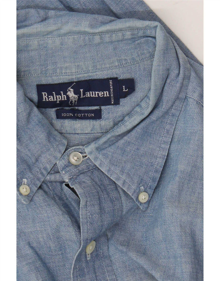 Camisa Ralph Lauren Hombre Grande Azul Algodón