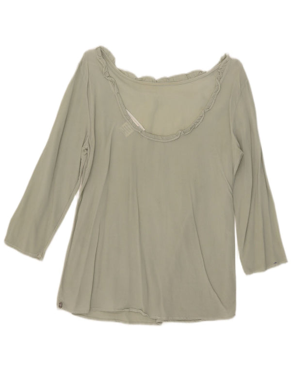 Ottod'Ame Blusa de manga 3/4 para mujer UK 40 Small Seda verde