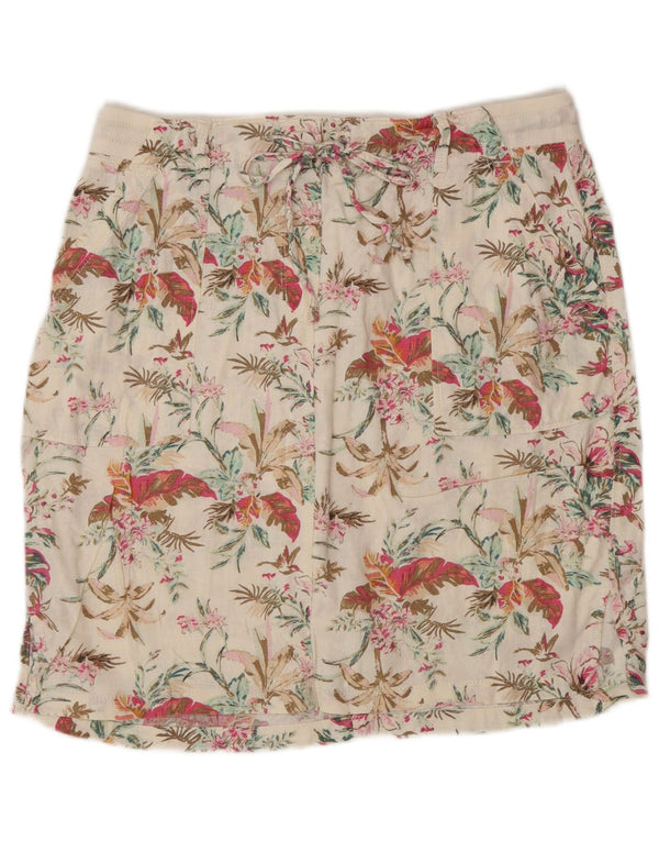 Marks & Spencer Falda recta para mujer UK 12 Medium W30 Off White Floral
