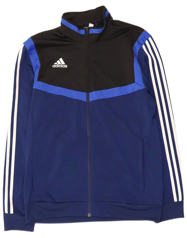 Adidas Hombre Chándal Top Chaqueta Medio Azul Marino Colorblock Poliéster