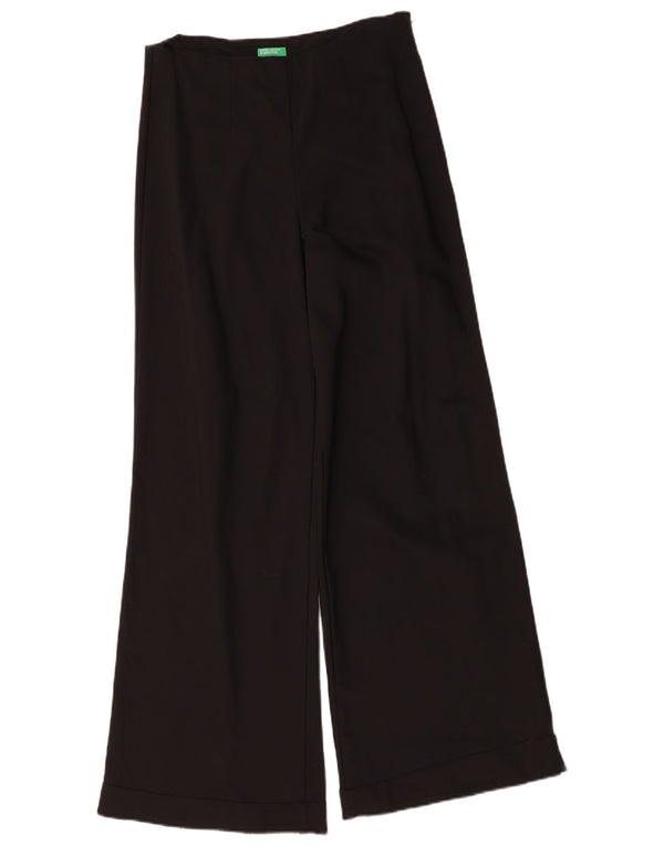 Benetton Pantalones Casuales De Pernera Ancha para Mujer UK 44 Medium W30 L31 Negro Algodón