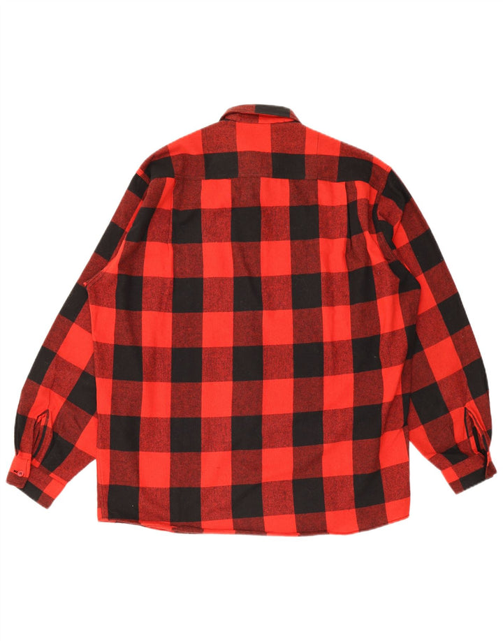 Camisa de franela vintage para hombre a cuadros rojos medianos