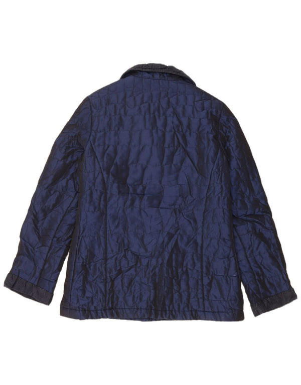 Mariella Burani Womens Quilted Jacket UK 12 Medium Navy Blue