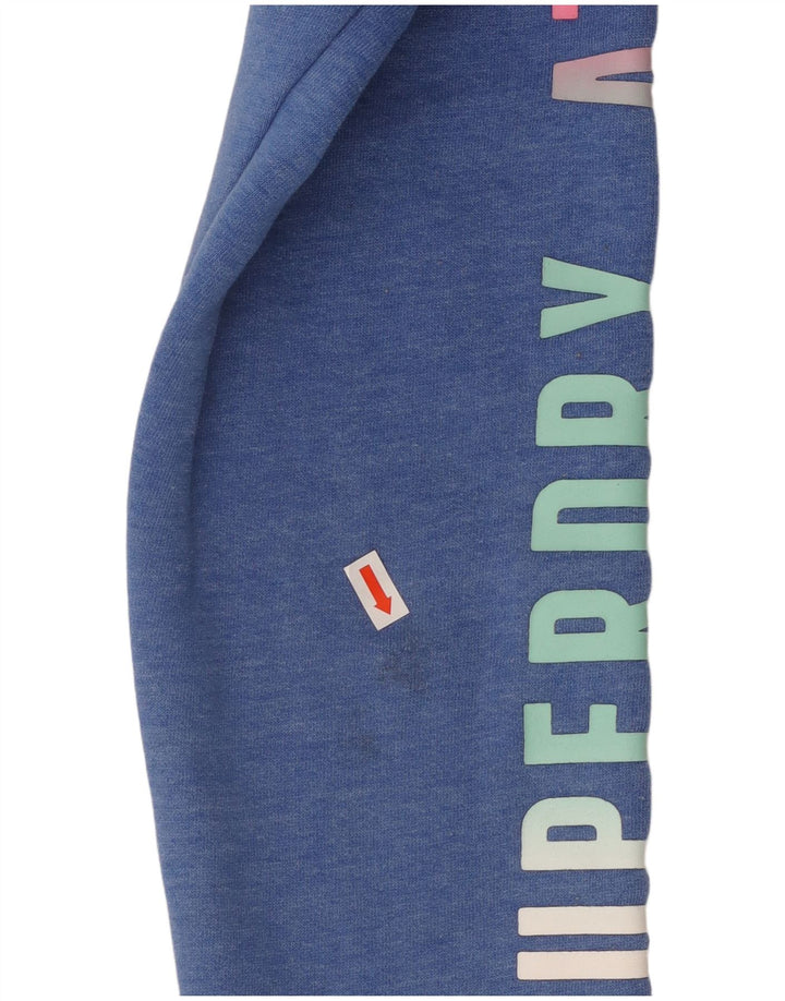 SUPERDRY Jersey con capucha gráfica para mujer Reino Unido 46 Algodón moteado azul grande