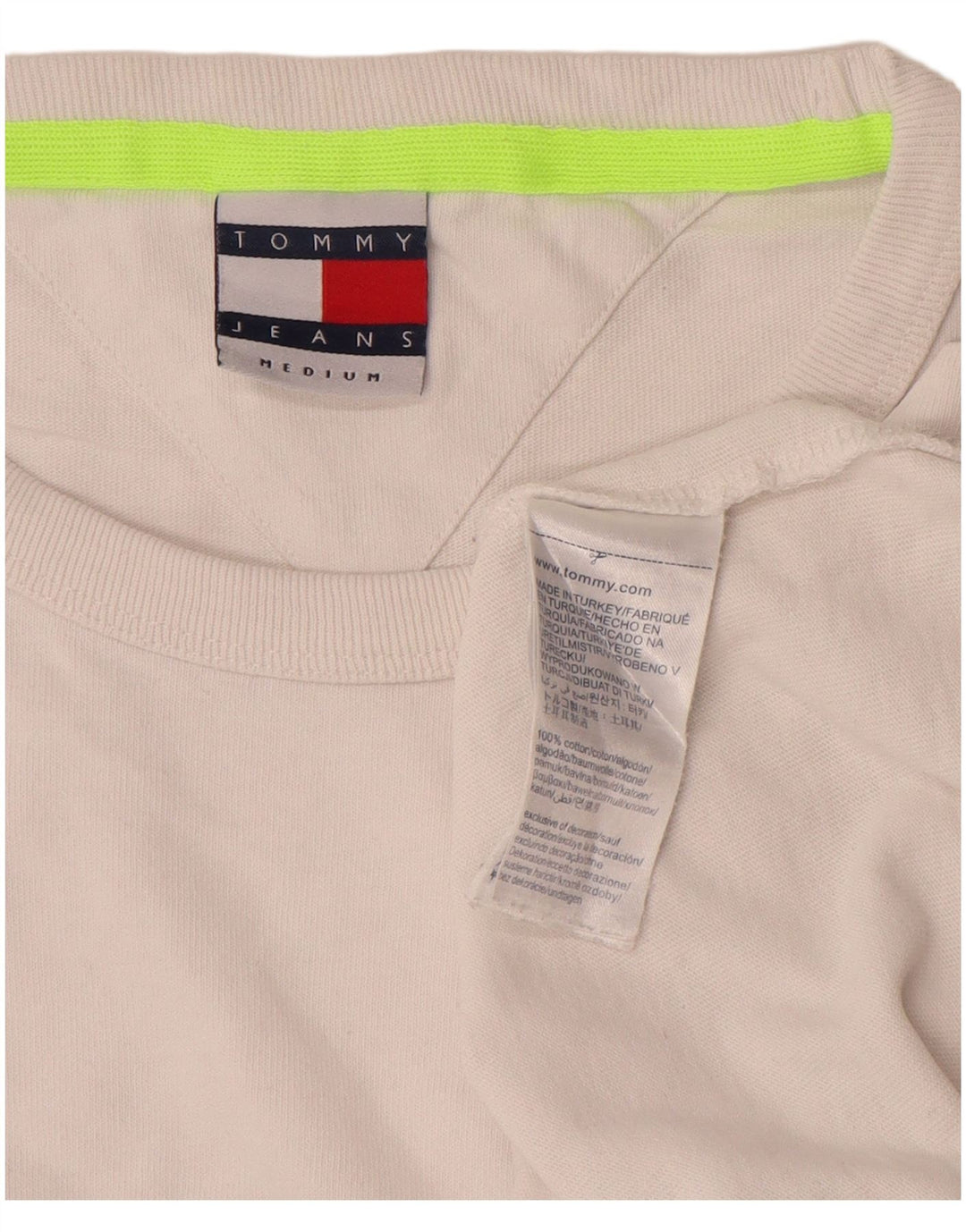 Tommy Hilfiger Camiseta gráfica para hombre Top Medium White Cotton