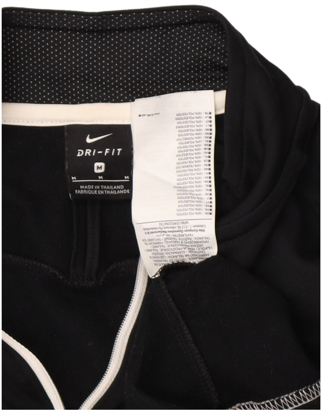 NIKE Hombre Dri Fit Zip Neck Pullover Chándal Top Mediano Negro Colorblock