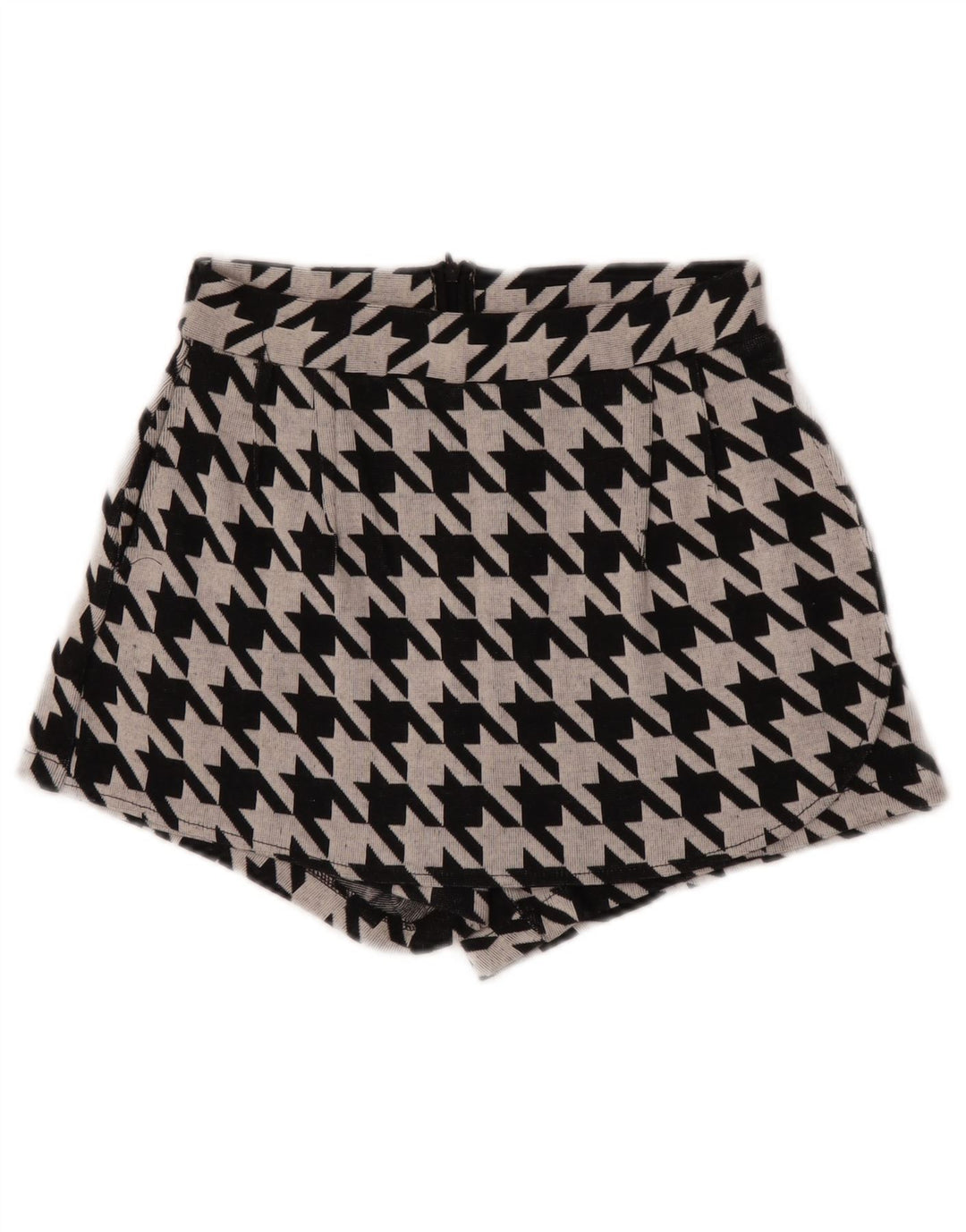 Zara Mujer Trafaluc Shorts Casuales Pequeño W26 Pata De Gallo Negro