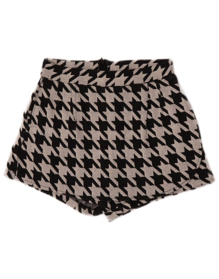 Zara Mujer Trafaluc Shorts Casuales Pequeño W26 Pata De Gallo Negro