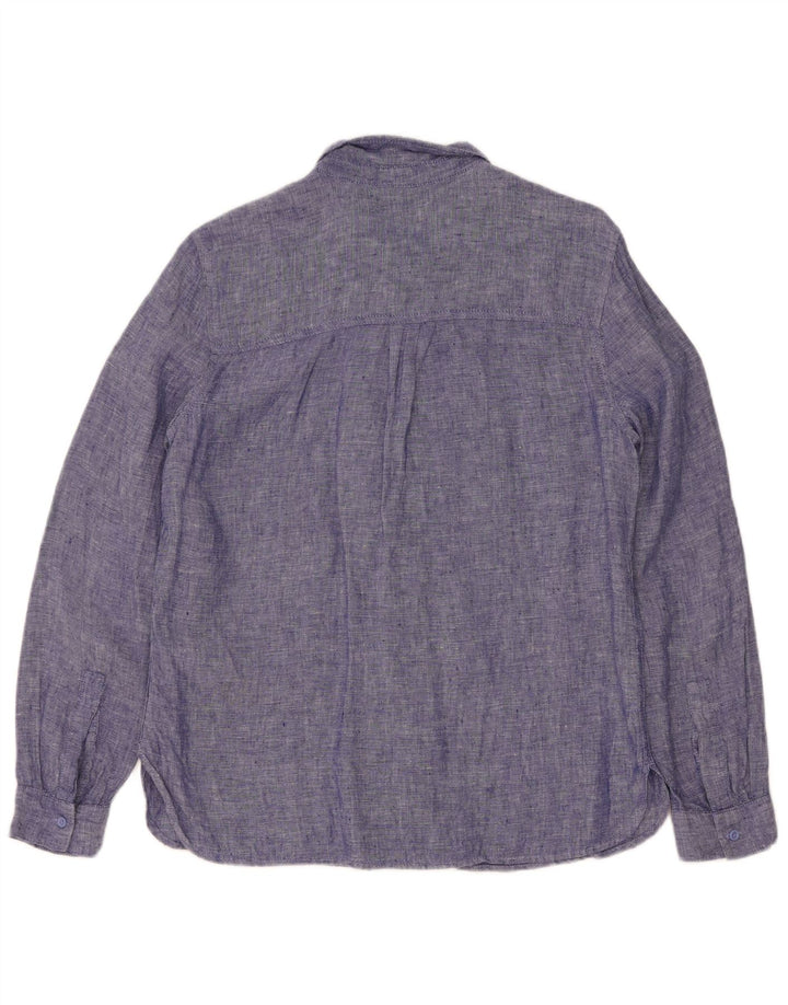 Marks & Spencer Camisa para mujer Reino Unido 42 Lino azul mediano