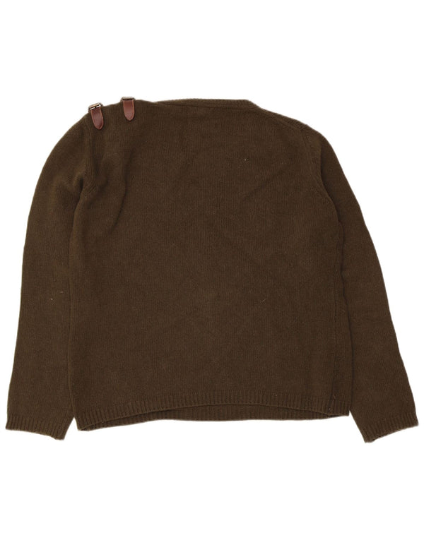 Massimo Dutti Jersey Mujer Cuello Barco UK 46 Large Lana Caqui