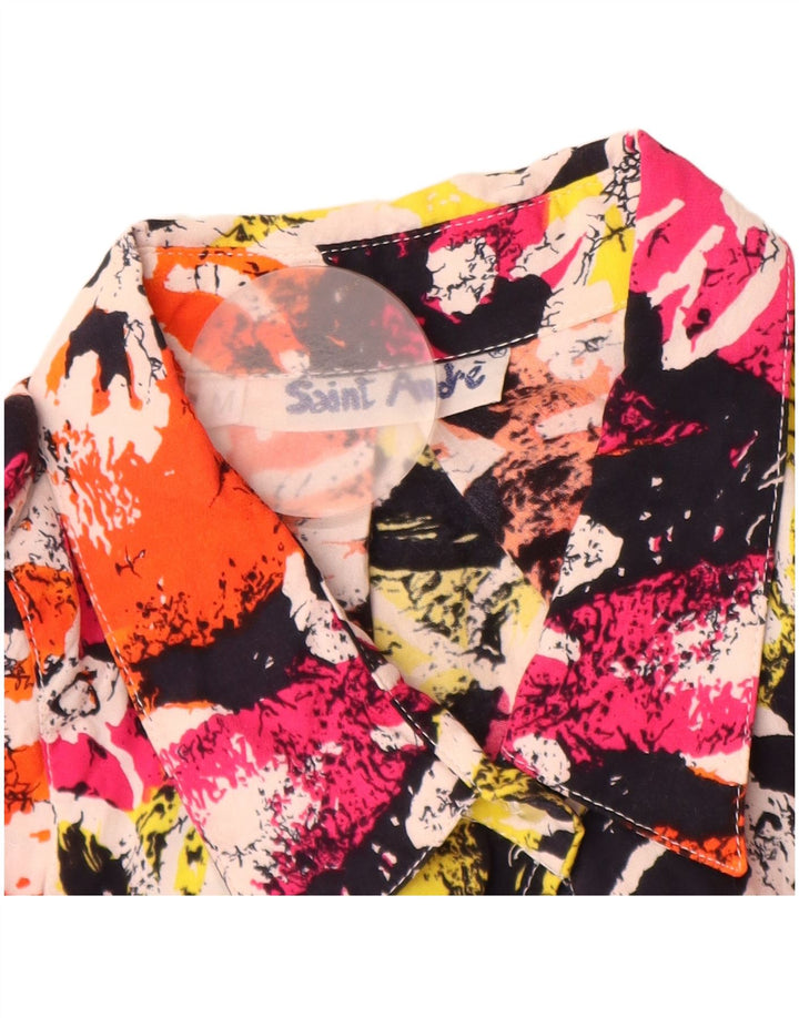 Vintage mujer oversized longline camisa blusa Reino Unido 14 medio multicolor