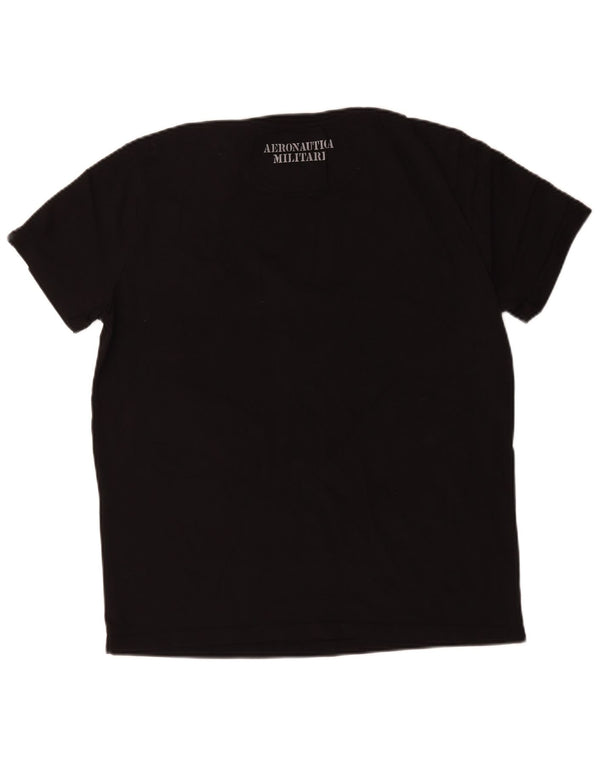 Aeronautica Militare Camiseta para hombre Top 2XL Algodón negro