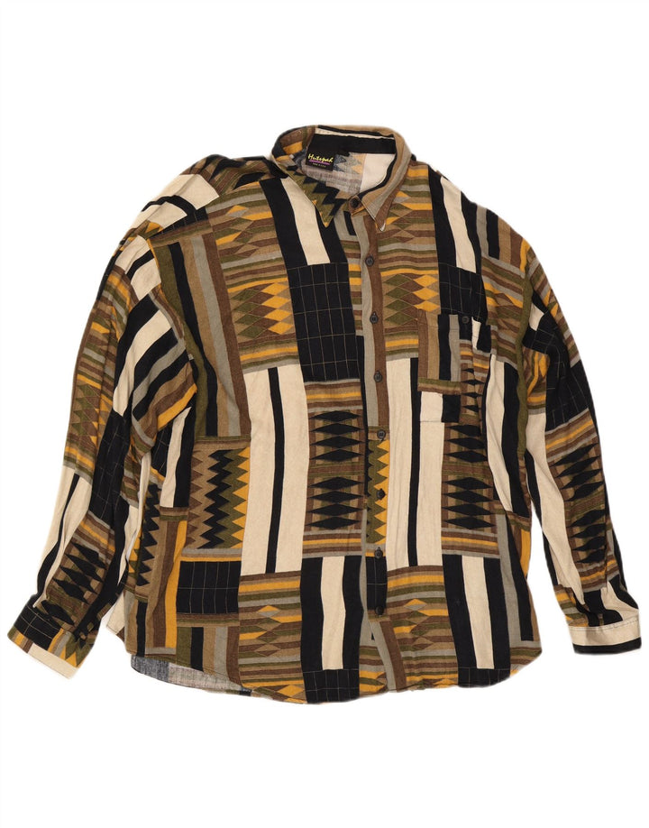 Camisa de hombre Hutspah XL Rayón geométrico multicolor