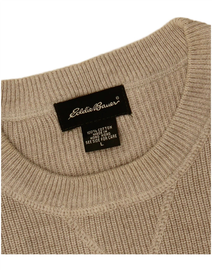 Eddie Bauer - Jersey de cuello redondo para hombre, talla grande, algodón beige