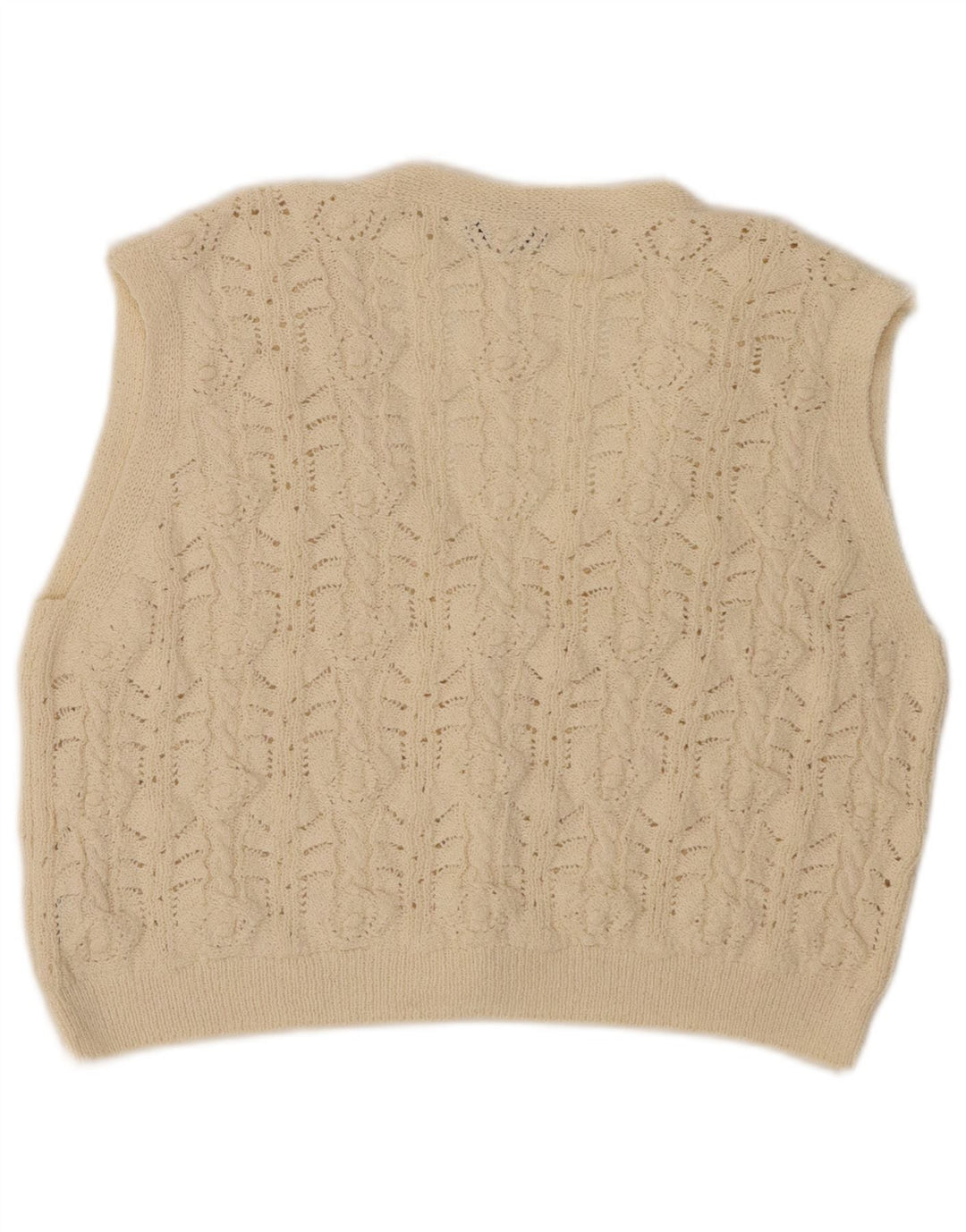 ZARA Mujer Crop Sin Mangas Cárdigan Suéter UK 44 Medio Beige Poliéster