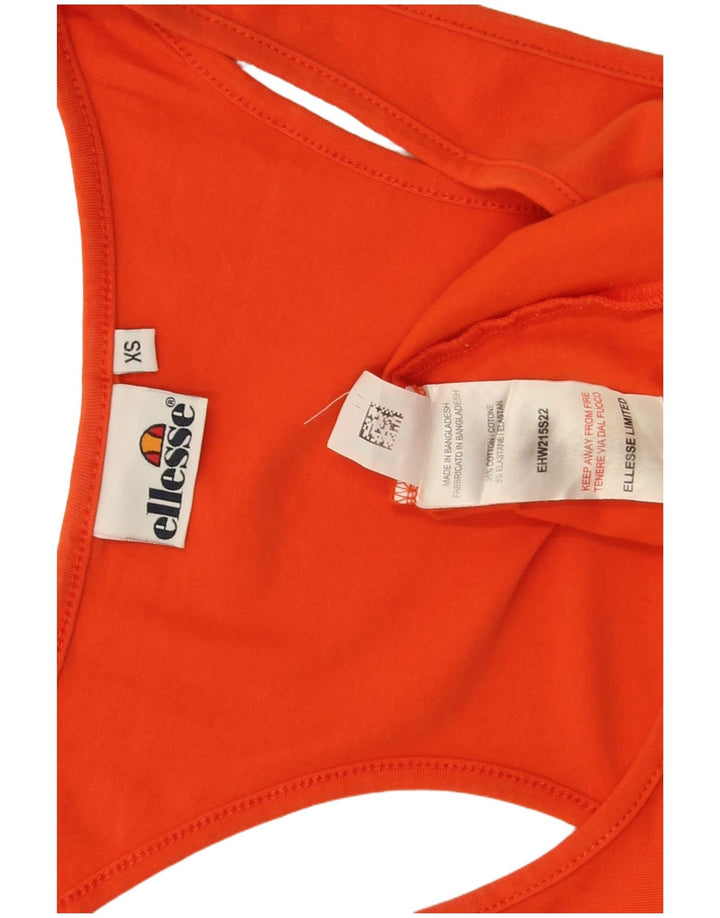 Ellesse Camiseta sin mangas gráfica para mujer UK 6 XS Algodón naranja