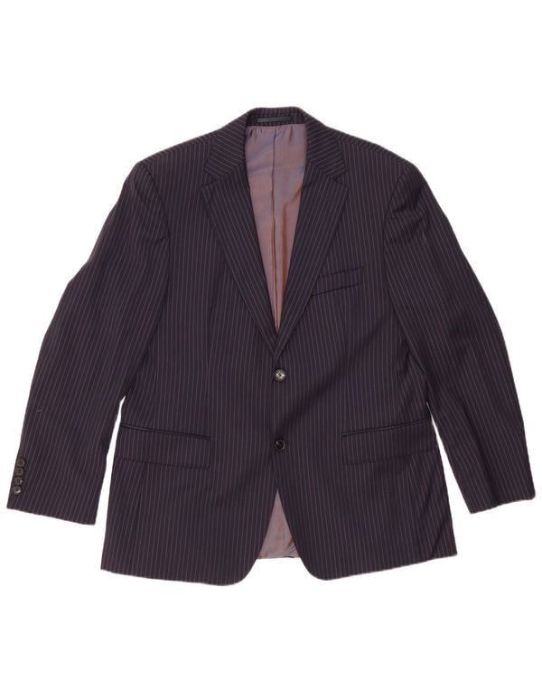 HUGO BOSS Chaqueta tipo blazer de 2 botones para hombre UK 42 XL Azul marino Rayas diplomáticas