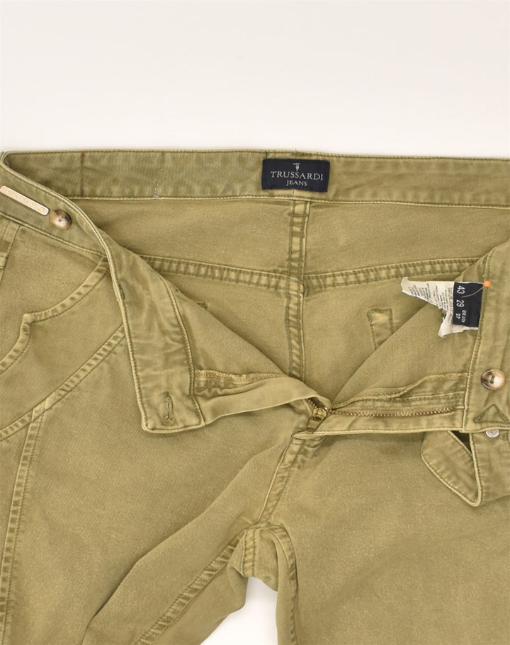 TRUSSARDI Womens Straight Jeans W27 L29 Khaki Cotton | Vintage Trussardi | Thrift | Second-Hand Trussardi | Used Clothing | Messina Hembry 