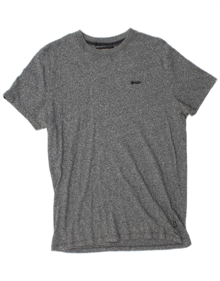 Superdry Camiseta para hombre Top de algodón moteado en gris medio