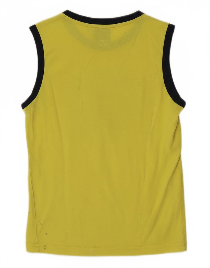 CHAMPION Boys Graphic Vest Top 7-8 Years Small Yellow