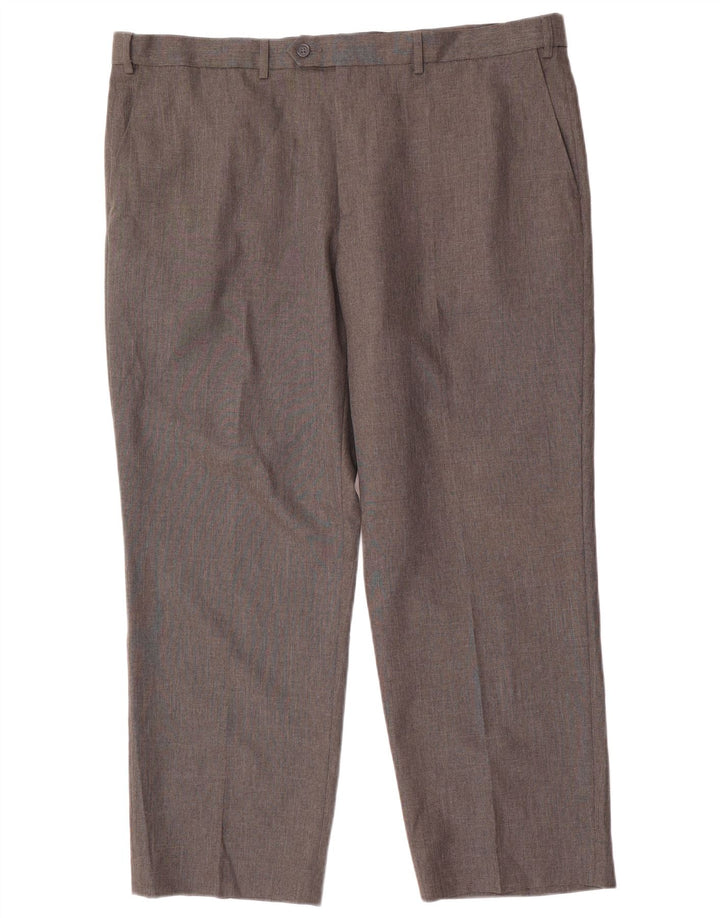 Marks & Spencer Pantalón de traje de corte regular para hombre W42 L29 Poliéster gris