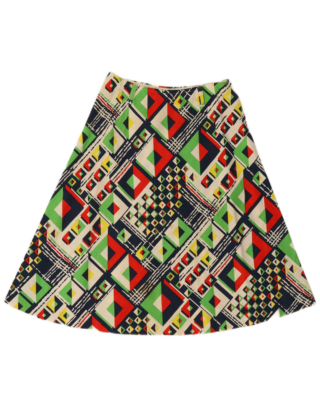 VINTAGE Falda de línea A para mujer IT 42 Mediana W24 Geométrica multicolor