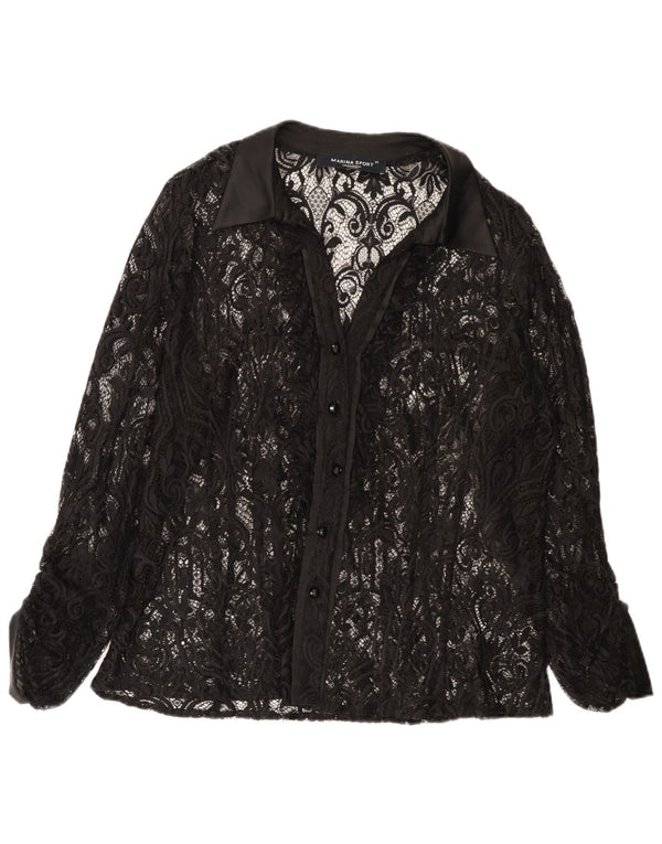 Marina Rinaldi Blusa de encaje para mujer talla 25 grande negro floral