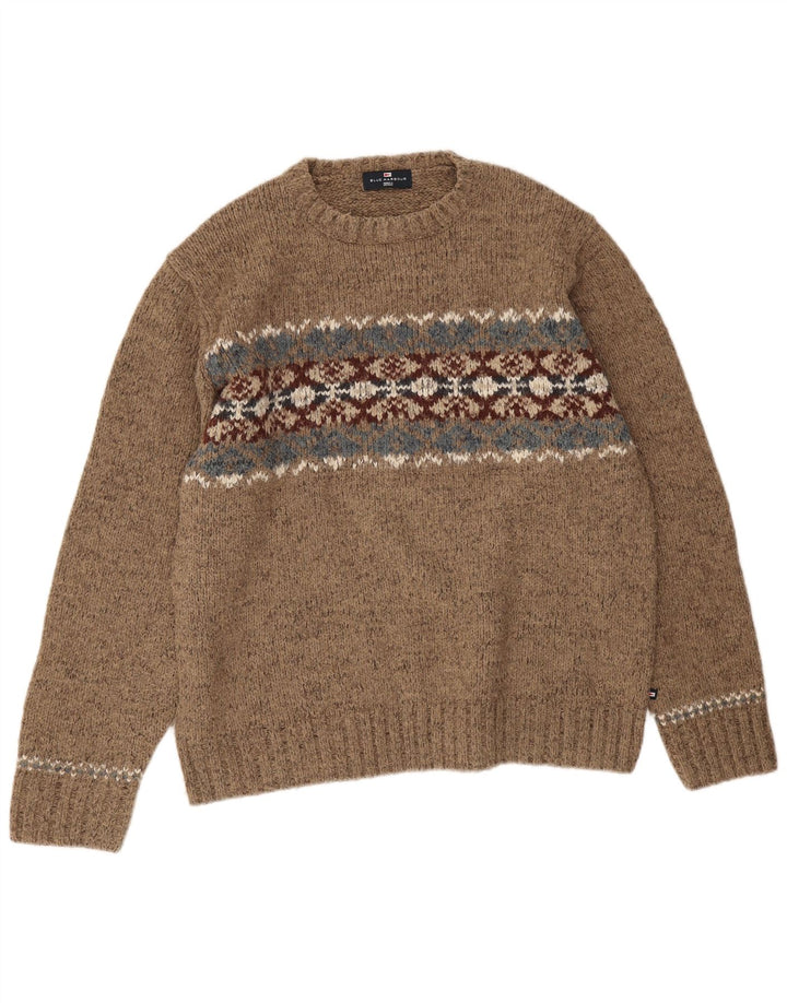 Marks & Spencer - Jersey de cuello redondo para hombre, color azul, talla grande, color marrón