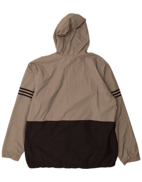 Adidas Chaqueta impermeable con capucha para hombre UK 42 XL Gris Colorblock Poliamida