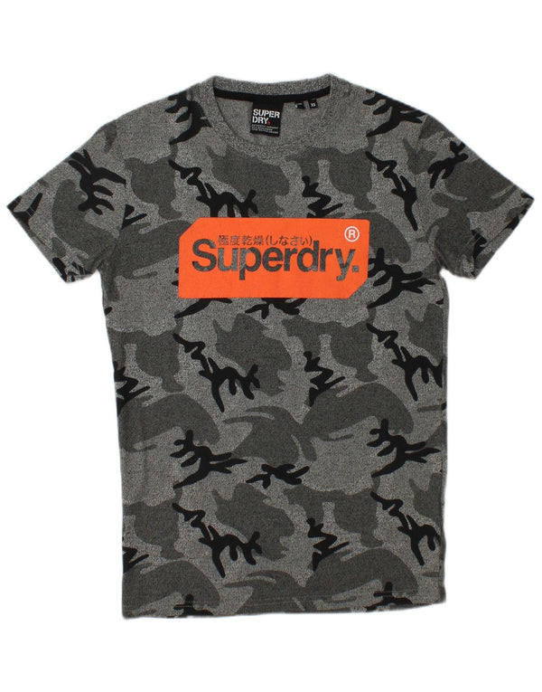 SUPERDRY Camiseta gráfica para hombre Top XS Gris Camuflaje Algodón