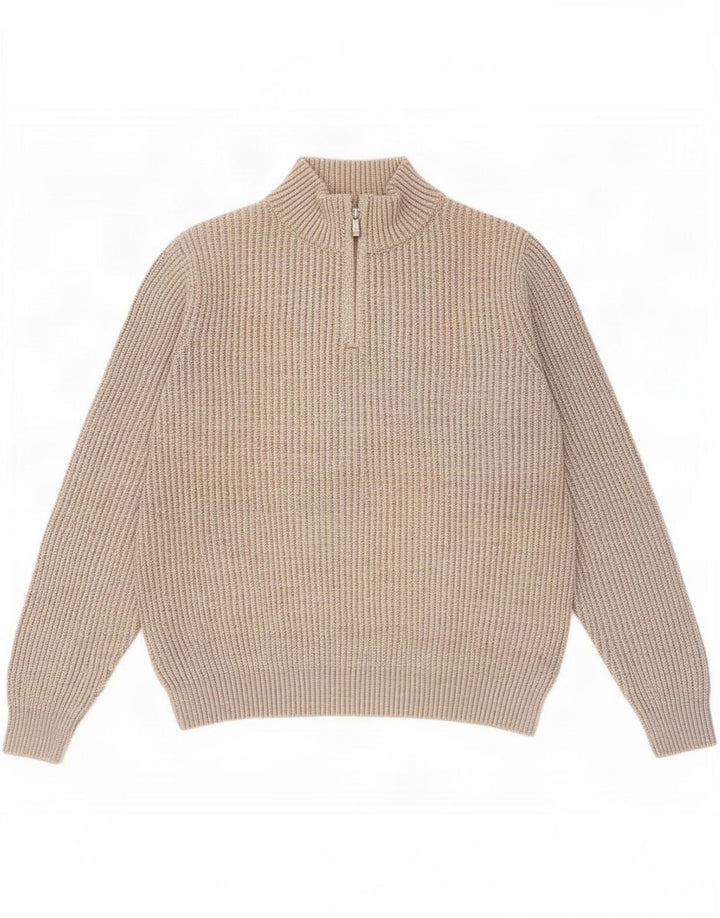 Marks & Spencer Jersey Azul Harbor con Cuello Y Cremallera para Hombre Beige Medio