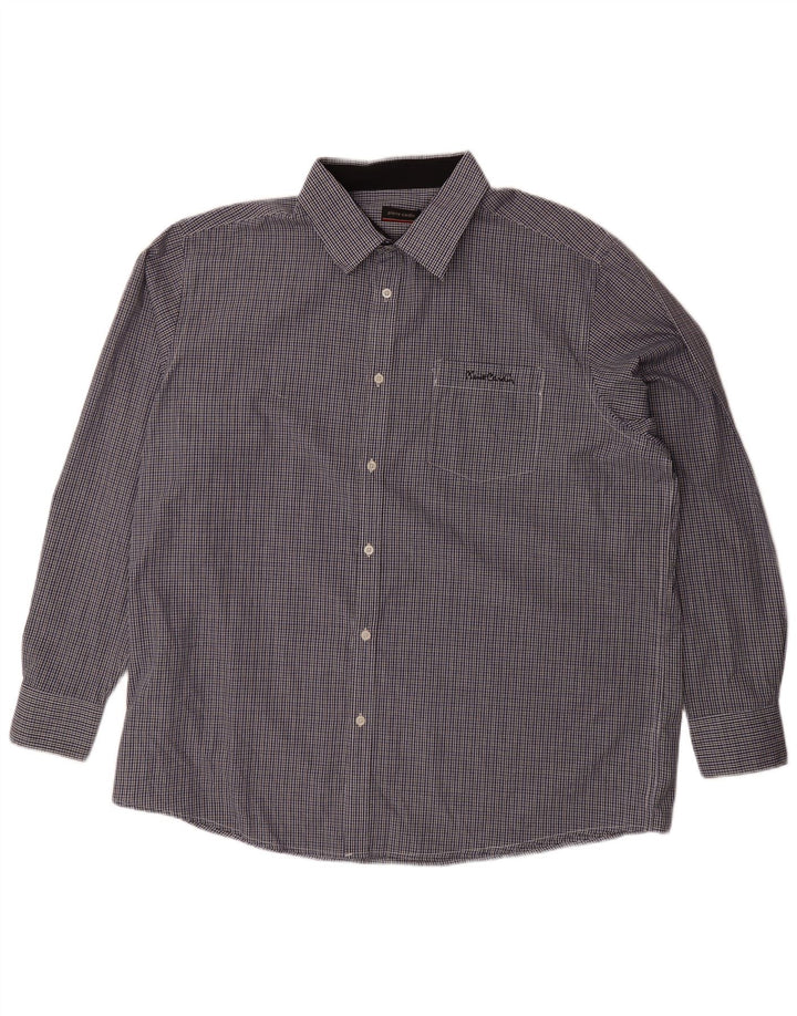 PIERRE CARDIN Camisa Hombre 4XL Azul Marino Vichy Poliéster