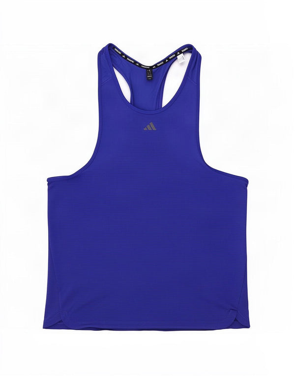 Adidas Hombre Aeroready Chaleco Top Grande Azul Rayas Poliéster