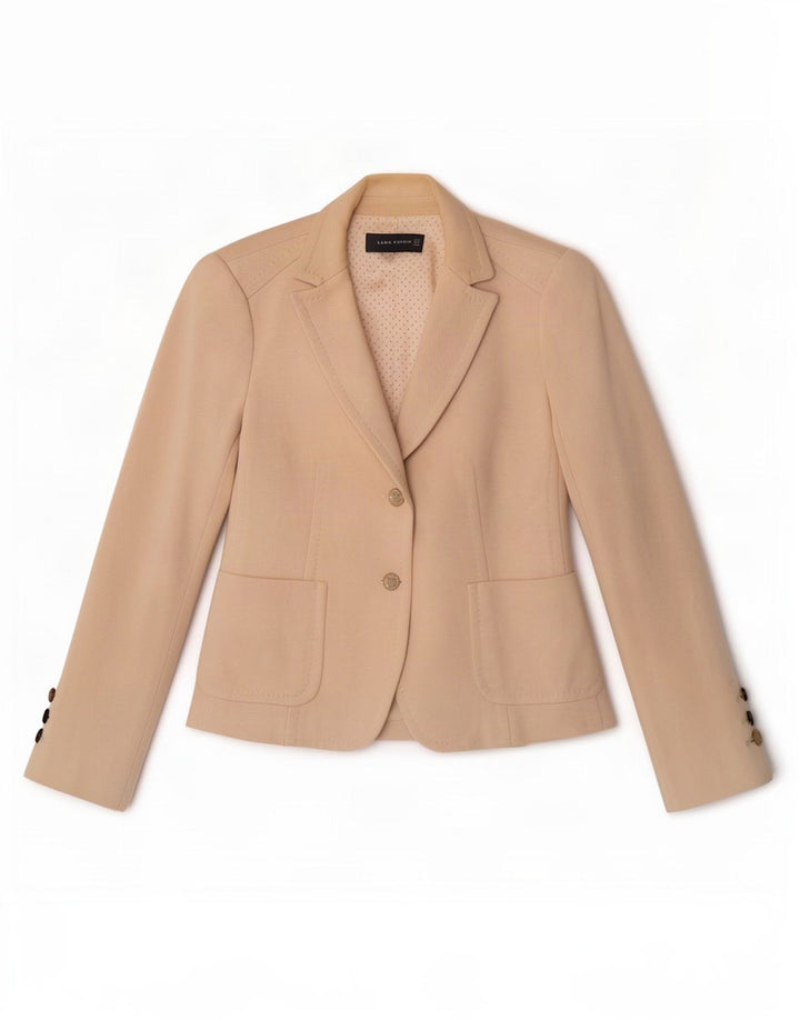 Zara Chaqueta Blazer De 2 Botones para Mujer UK 12 Mediana De Algodón Blanco Roto
