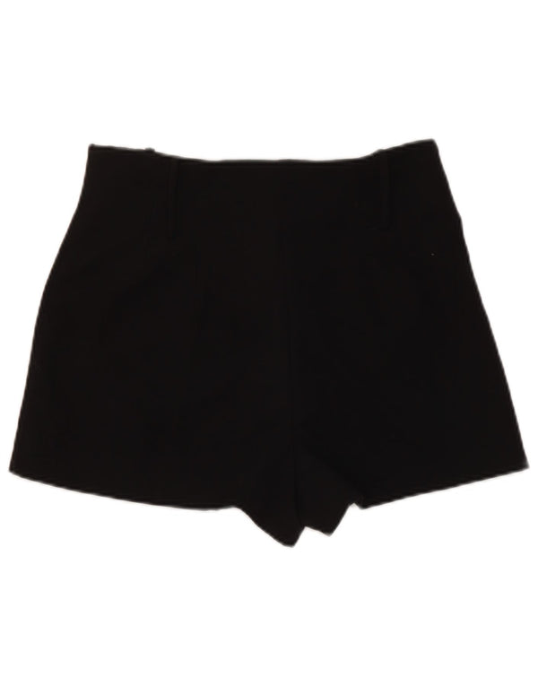 Zara Mujer Pantalones Cortos De Cintura Alta Mediano W28 Poliéster Negro