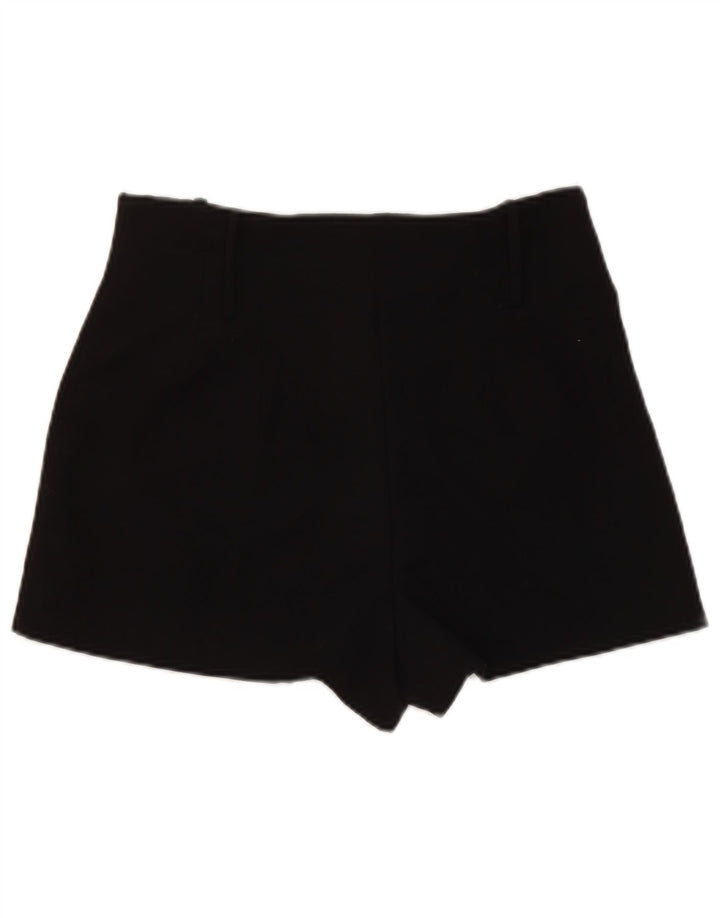Zara Mujer Pantalones Cortos De Cintura Alta Mediano W28 Poliéster Negro