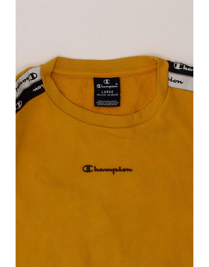 CHAMPION Boys Graphic Sweatshirt Jumper 11-12 Years Large Yellow Vintage Champion and Second-Hand Champion from Messina Hembry 