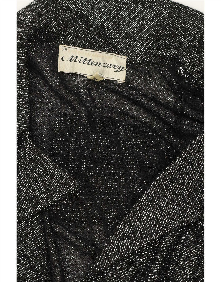 Vintage mujer abrigo camisa blusa EU 38 medio negro moteado
