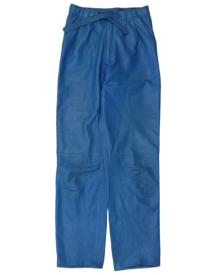 Vintage mujer pegged pantalones de cuero IT 44 Medio W26 L30 Azul