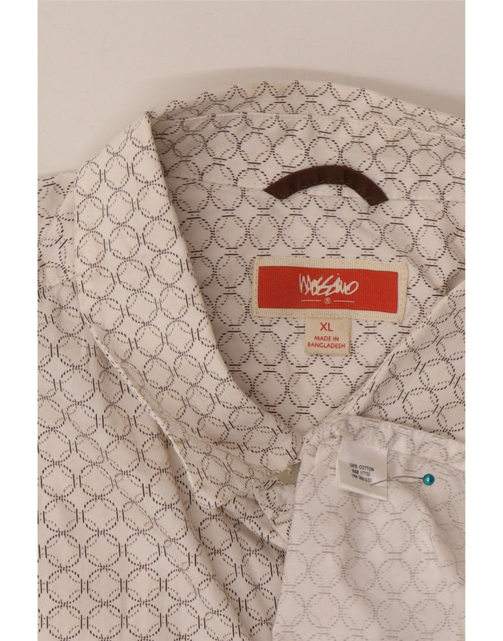 Mossimo Hombre Camisa Manga Corta XL Algodón Geométrico Blanco