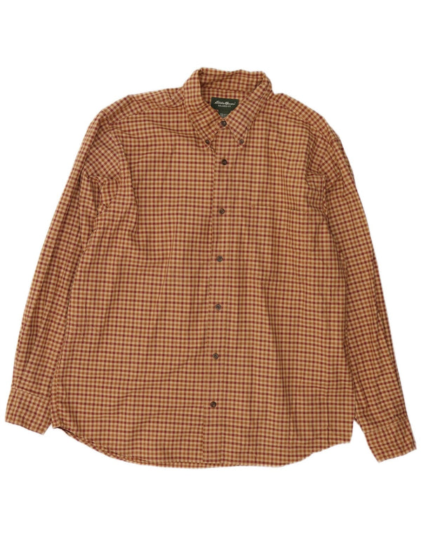 EDDIE BAUER Camisa de franela de corte relajado para hombre Algodón a cuadros marrón grande