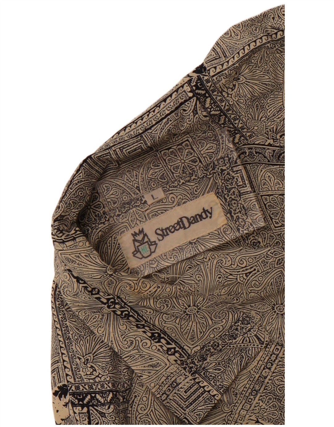 Vintage hombres camisa de manga corta grande gris Paisley