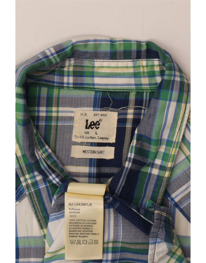 Camisa para hombre Lee Large de algodón a cuadros en azul marino