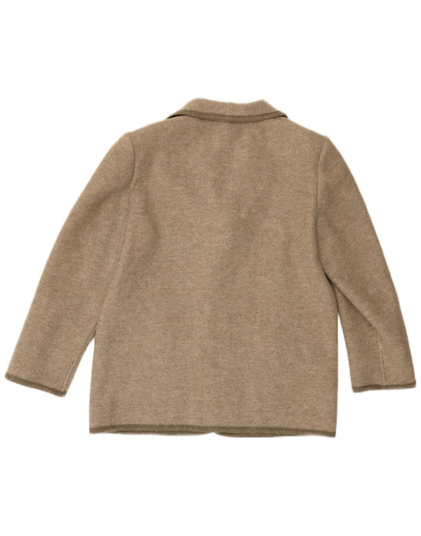 VINTAGE Mujer 5 Botones Blazer Chaqueta Reino Unido 16 Grande Beige