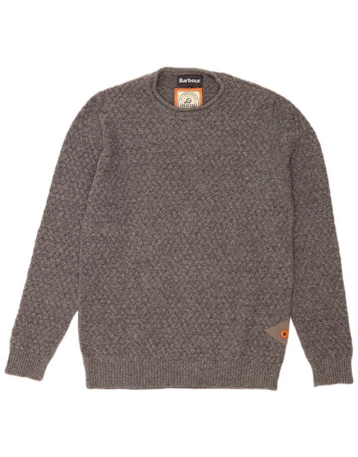 Barbour Jersey De Cuello Redondo Para Hombre Suéter De Lana Gris Pequeño