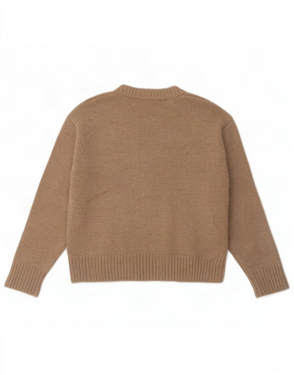Zara Mujer Oversize Cuello Redondo Jersey Jersey UK 10 Small Marrón Poliéster