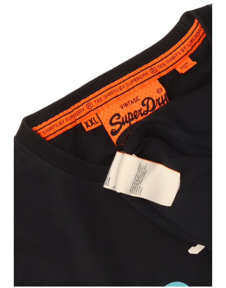 Superdry Camiseta gráfica para hombre Top 2XL Algodón negro