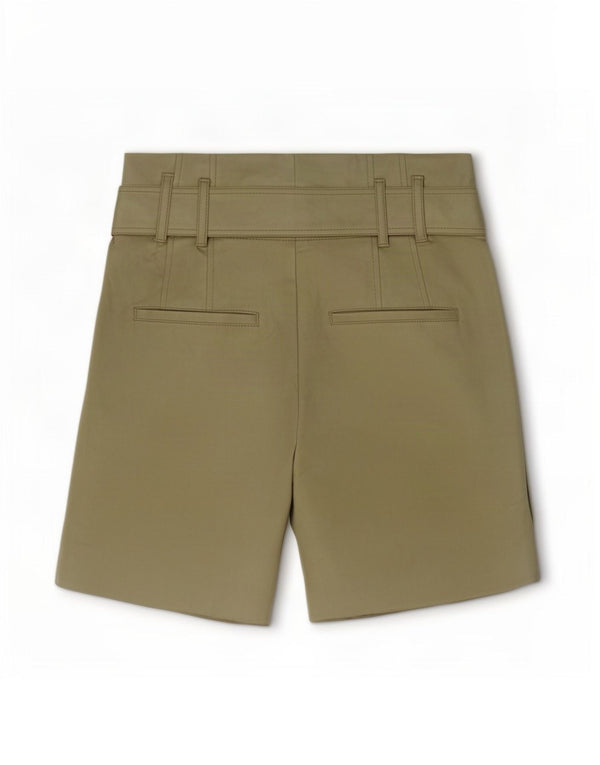 Zara Mujer Shorts De Piel Sintética De Talle Alto XS W24 Poliéster Caqui